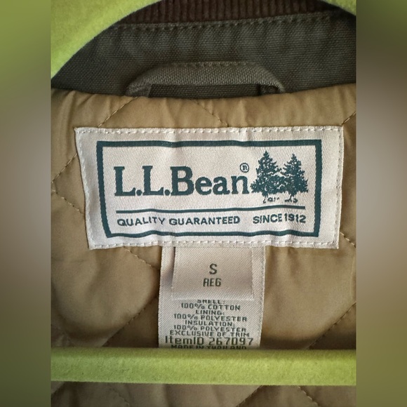 LL Bean Barn Coat Green/ Brown - Picture 2 of 4